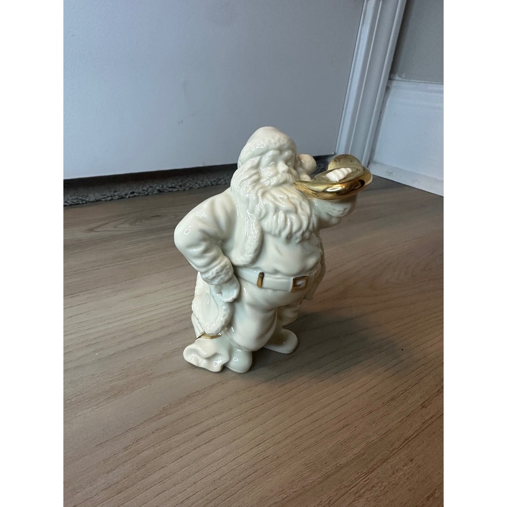 Lenox Ivory China Santa with French Horn Gold Accents Christmas Figurine 5 inch